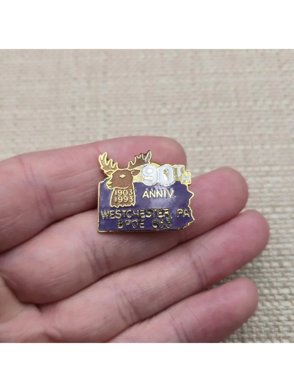 West Chester PA Elks BPOE 853 Lodge 90th Anniversary 1993 Enamel Pin A8118